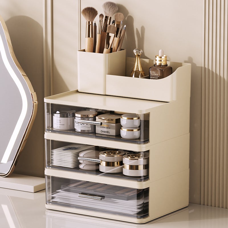 Desktop Storage Box Cosmetics Lipstick Makeup Brush Storage Box Drawer-Type Multi-Layer Storage Rack Stationery Storage Cabinet - Image 2